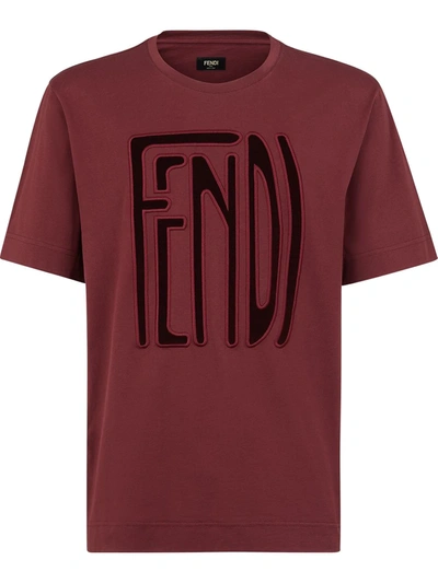 Fendi Code Lettered T-shirt In Red