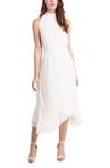 1.state Pleated Halter Neck Handkerchief Hem Dress In Soft Ecru