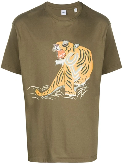 Aspesi Tiger Print T-shirt In Green