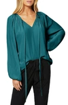 Ramy Brook Romy Embroidered Blouse In Jade
