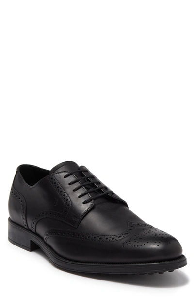 Tod's Perforated Derby Shoes In Black