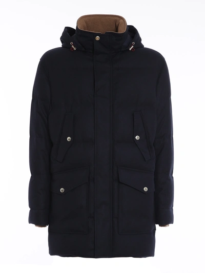 Brunello Cucinelli Wool-cashmere Blend Padded Coat In Blu