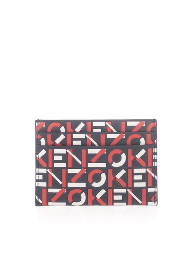 Kenzo Monogram Leather Card Holder In Red