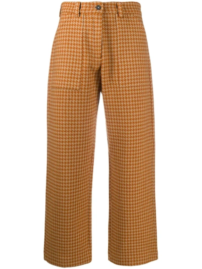 Massimo Alba Houndstooth Pattern Trousers In Orange In Neutrals