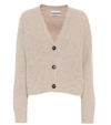 Ganni Cropped Ribbed Wool-blend Cardigan In Brazilian Sand