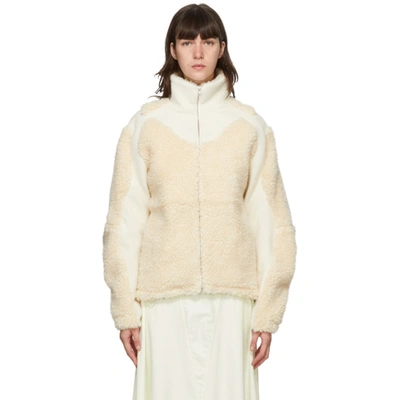 Gmbh Ercan Wool-blend Felt And Faux Shearling Jacket In White