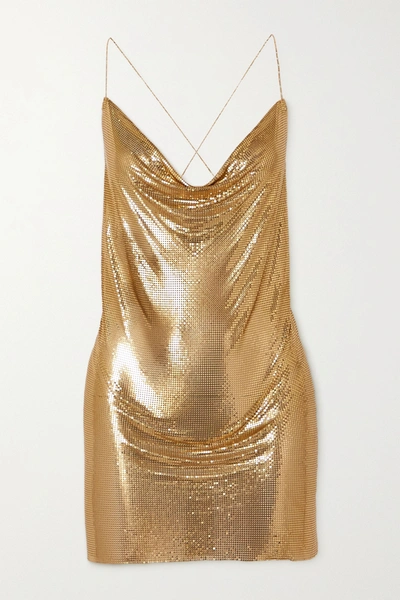 Fannie Schiavoni Zuri Open-back Chainmail Mini Dress In Gold