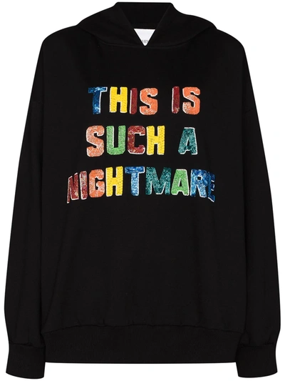 Ashish Multicoloured Beaded Hooded Sweatshirt In Black