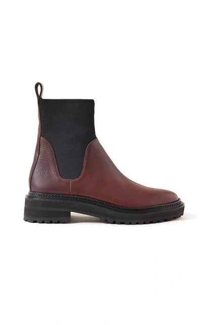 Loeffler Randall Bridget Textured-leather And Stretch-knit Chelsea Boots In Chocolate