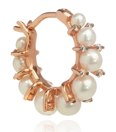 Annoushka Diamonds & Pearls 18ct Rose Gold Hoop Earring