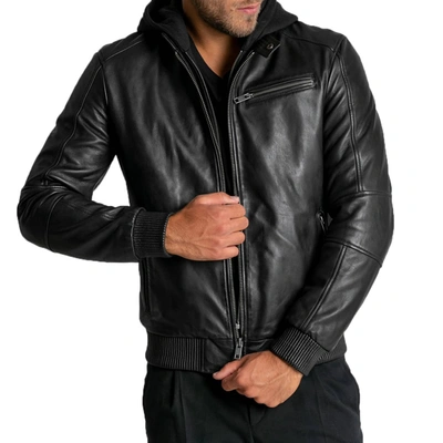 Arma Black Hooded Leather Jacket