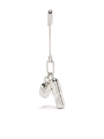 Ambush Pill Charm Safety Pin Single Earring In Silver