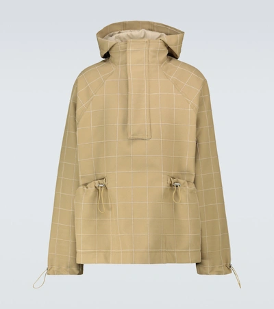 Jacquemus La Veste Quadri Checked Twill Hooded Windbreaker In Beige