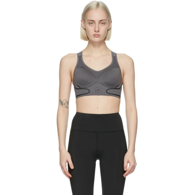 Adidas By Stella Mccartney Truepace High-impact Moulded-cup Sports Bra In Grey