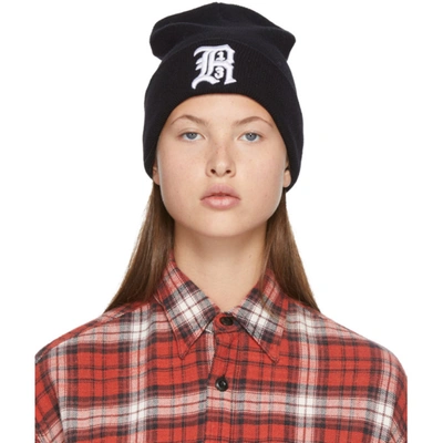 R13 Embroidered Ribbed-knit Beanie In Black