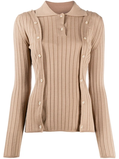 Jacquemus Beige Wool 'la Maille Baho' Polo In Neutrals