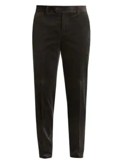Brunello Cucinelli Corduroy Flat-front Trousers In Dark Grey