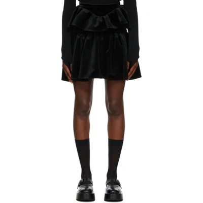 Shushu-tong Shushu/tong Black Velvet Double Layer Skirt In Ba100 Black