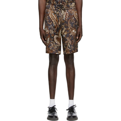 Nahmias Ssense Exclusive Brown Silk Paisley Shorts In Campus