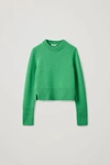 Cos Recycled Cashmere-wool Mix Cropped Jumper In Green