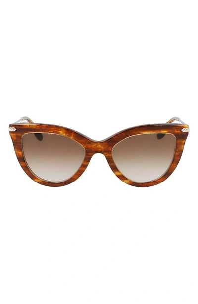 Victoria Beckham 53mm Gradient Cat Eye Sunglasses In Caramel