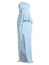 Black Halo Jonas Asymmetrical Draped Gown In Degas Blue