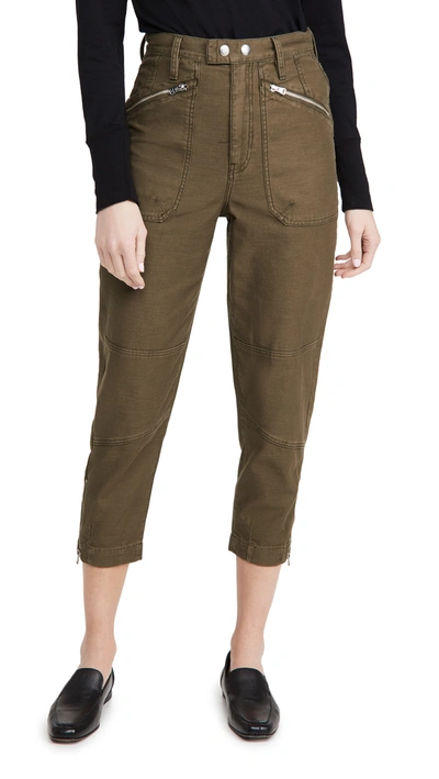 Frame Cropped Zip-detailed Cotton-canvas Tapered Pants In