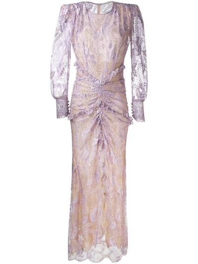 Alessandra Rich Lace Gown In Lillac
