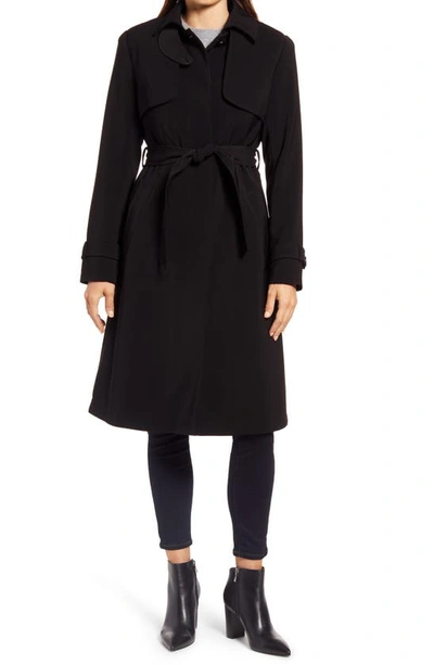 Ellen Tracy Pleated Trench Coat In Black