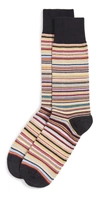 Paul Smith Multi-striped Socks In Grey Multi