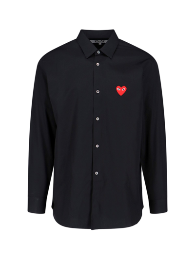 Comme Des Garçons Play Solid Color Shirt In Black  