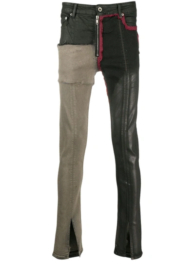 Rick Owens Drkshdw Patchwork Skinny Jeans In Grey