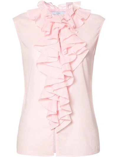 Tome Ruffled Blouse - Pink In Pink & Purple