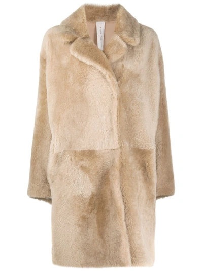 Furling By Giani Oversized Shearling Coat In Neutrals