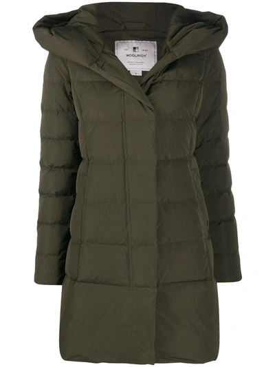 Woolrich Padded Down Jacket In Green