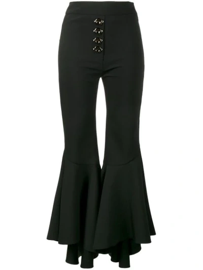 Ellery Sin City High-rise Ruffled-cuff Cropped Trousers In Black