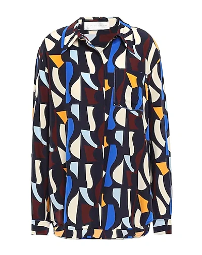 Victoria Beckham Patterned Shirts & Blouses In Dark Blue