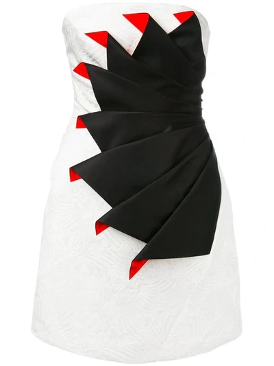 Capucci Strapless Folded Cocktail Dress In White