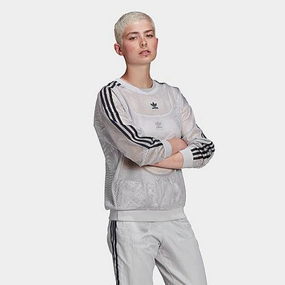 Adidas Originals Adidas Women's Originals Mesh Crewneck Sweatshirt In Grey