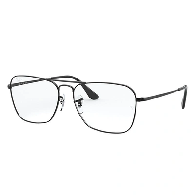 Ray Ban Caravan Optics Eyeglasses Shiny Black Frame Clear Lenses 55-15