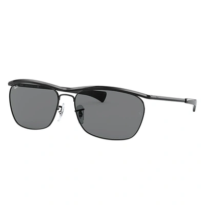 Ray Ban Sunglasses Unisex Olympian Ii Deluxe - Shiny Black Frame Grey Lenses 60-16