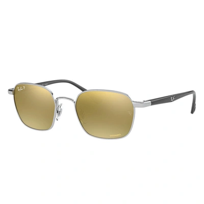 Ray Ban Rb3664ch Chromance Sunglasses Shiny Black Frame Green Lenses Polarized 50-19 In Transparent Grey