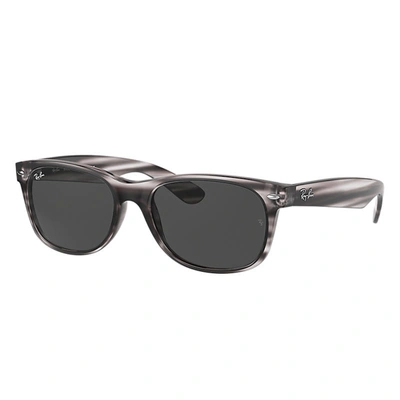 Ray Ban New Wayfarer Color Mix Sunglasses Striped Grey Frame Grey Lenses 58-18 In Brown