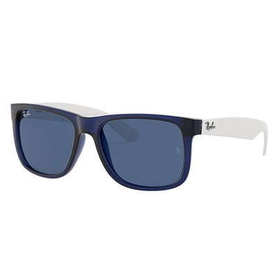Ray Ban Justin Color Mix Sunglasses White Frame Blue Lenses 54-16