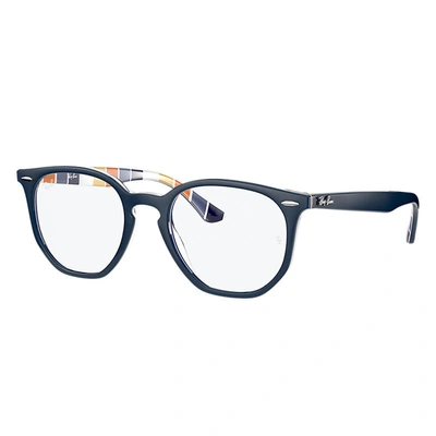 Ray Ban Rb7151 Hexagonal Optics Eyeglasses Blue Frame Clear Lenses Polarized 50-19