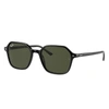Ray Ban John Sunglasses Shiny Black Frame Green Lenses 53-18