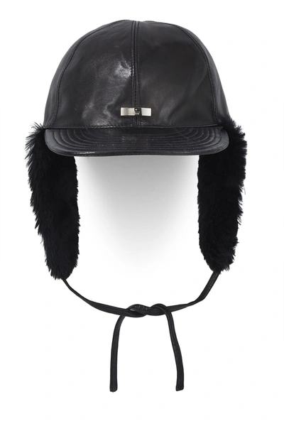 Pre-owned Gucci Black Leather & Fur Hunting Hat