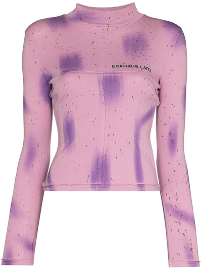 Eckhaus Latta Lapped Baby Splatter-print T-shirt In Purple