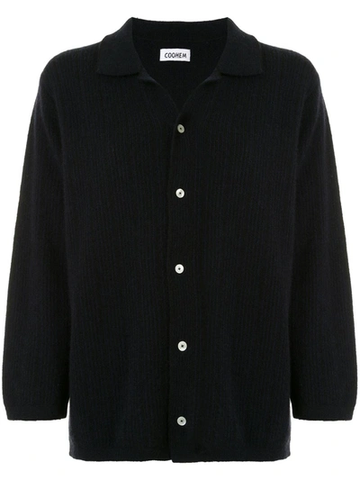 Coohem Ribbed-knit Shirt Cardigan In Black