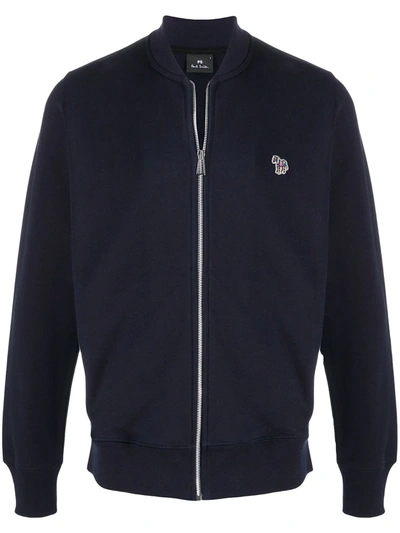 Ps By Paul Smith Organic Cotton Bomber Jacket In Blue